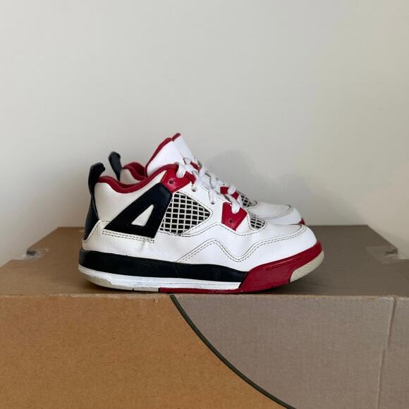 2012 Nike Air Jordan 4 ‘Fire Red’ Toddler Sneakers SZ 9 C - Picture 2 of 12